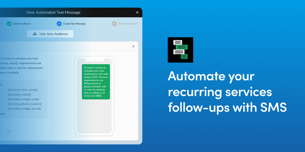 Automated text message reminders to schedule recurring service events